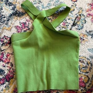 Forever 21 Lime Ribbed Cross-Back Tank Top